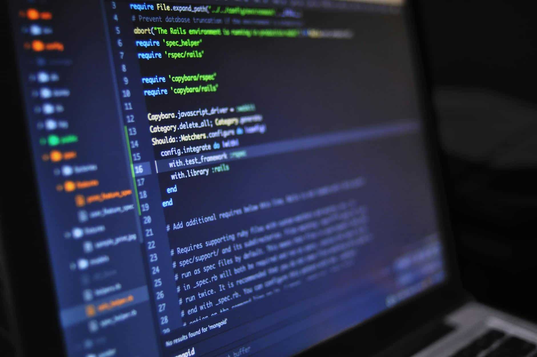 API code on dark programming screen